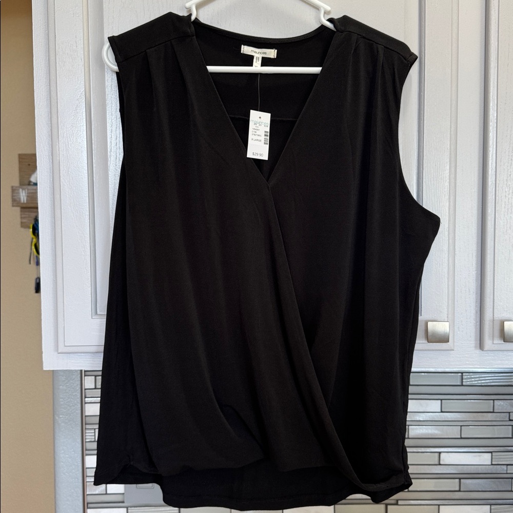 Maurices Black Sleeveless Wrap Top